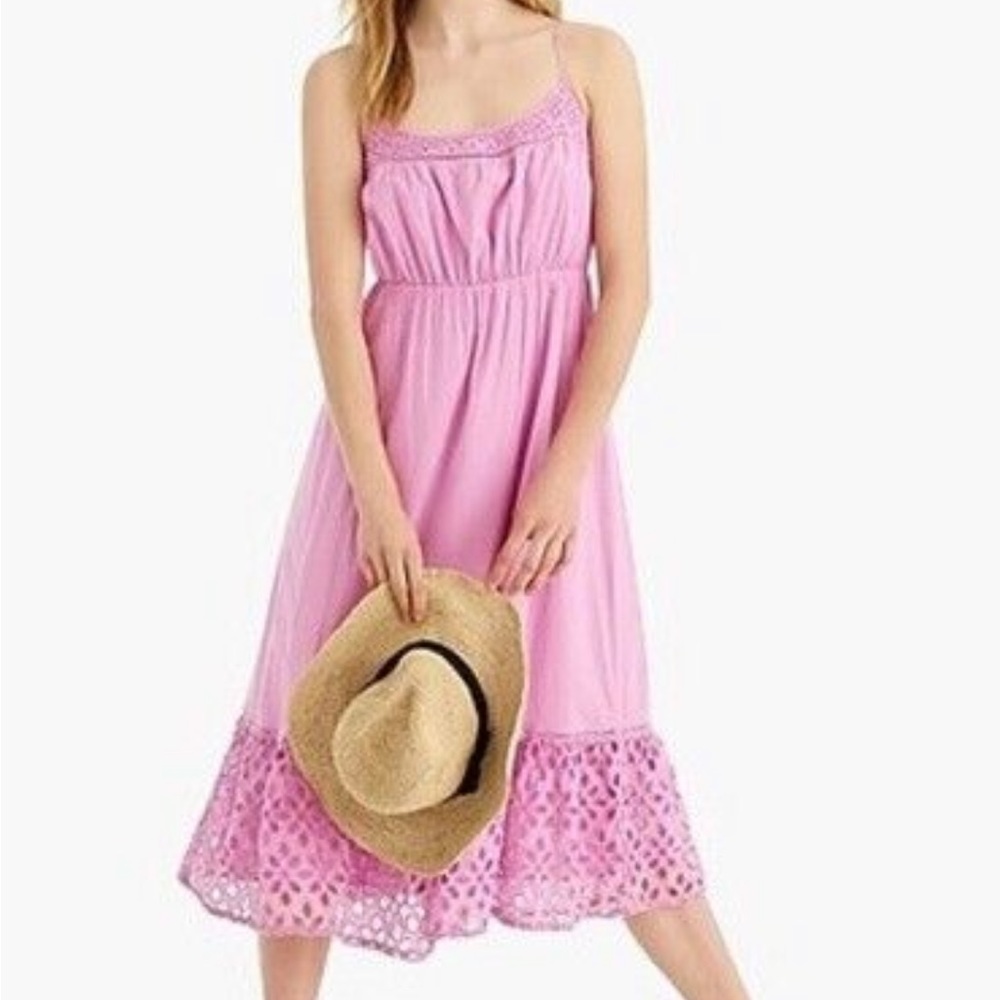 J. Crew Eyelet Lavender MIDI Dress - Large